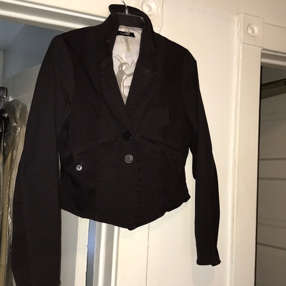 Cotelac Mixed Media Cropped Jacket - Picture 1 of 12